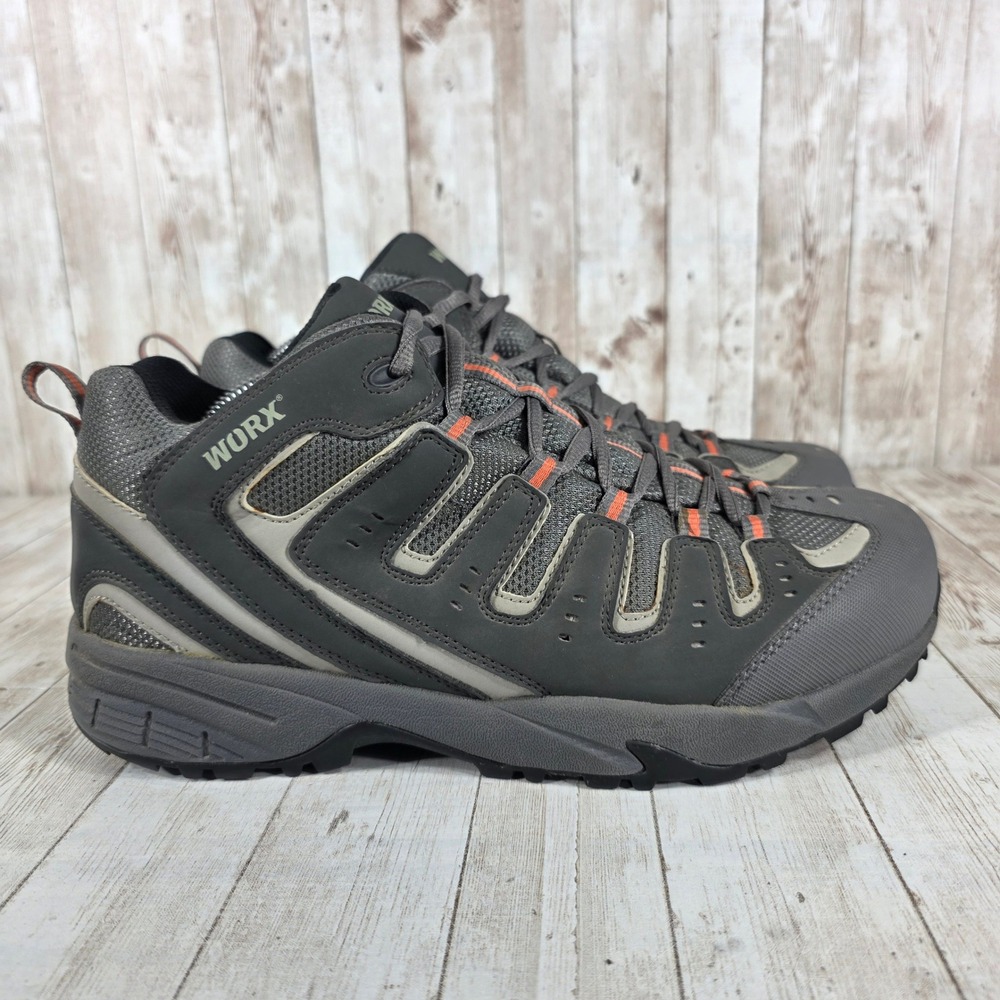 WORX Mens Work Hiking Boots Shoes Gray Orange‎ Size 10 WW STK5008 EH Rated